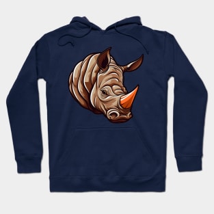 Head of orange horned rhino Hoodie